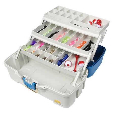 Plano Plano 620310 Ready Set Fish Three-Tray Tackle Box; Aqua Blue & Tan 620310